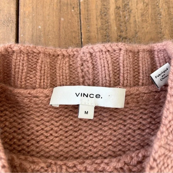 Vince Cashmere Shrunken Cable Sweater Women’s Medium Blush Cable-knit Cozy - Picture 4 of 9